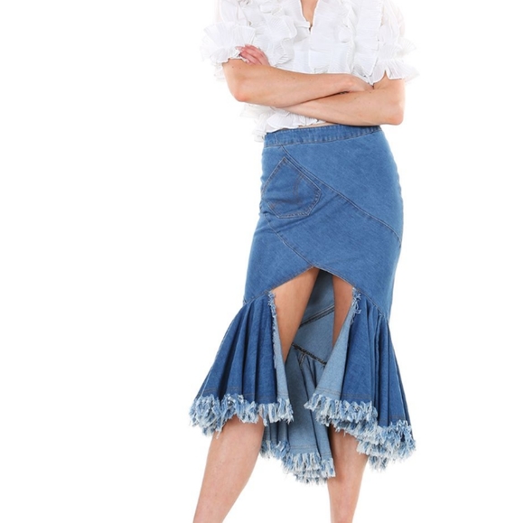 Beulah Style Mermaid Denim Skirt - Picture 3 of 5